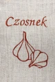 Lniany worek z haftem, na czosnek 15x20 cm