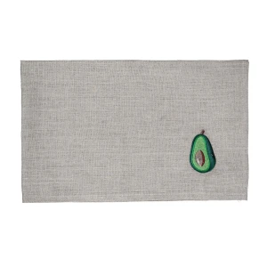 Lniana ścierka kuchenna kolor naturalny z haftem 45x75 cm - Awokado