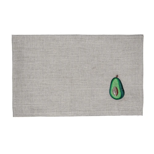 Lniana ścierka kuchenna kolor naturalny z haftem 45x75 cm - Awokado