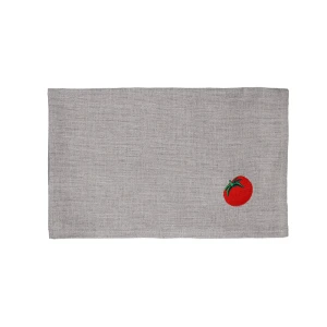 Lniana ścierka kuchenna kolor naturalny z haftem 45x75 cm  – Pomidor