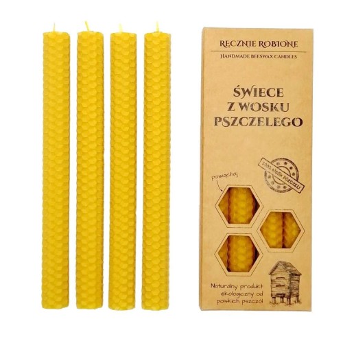 Świece do świecznika "pszczela robota" - świeczki z węzy pszczelej [4 szt. w pudełku] - odPszczelarzy