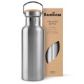 Butelka termiczna ze stali nierdzewnej z bambusową zakrętką, podwójnie izolowana, ZERO WASTE, 750 ml - Bambaw