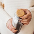 Butelka termiczna ze stali nierdzewnej z bambusową zakrętką, podwójnie izolowana, ZERO WASTE, 750 ml - Bambaw
