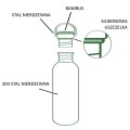 Butelka termiczna ze stali nierdzewnej z bambusową zakrętką, podwójnie izolowana, Yellow Beam, ZERO WASTE, 750 ml - Bambaw