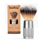 Wielorazowy pędzel do golenia, wegański, włosie nylonowe, Srebrny - Bambaw