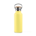 Butelka termiczna ze stali nierdzewnej z bambusową zakrętką, podwójnie izolowana, Yellow Beam, ZERO WASTE, 750 ml - Bambaw