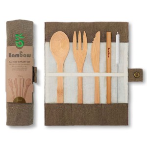 Zestaw sztućców bambusowych cutlery set  Olive - Bambaw
