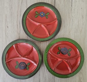 Talerze na przekąski "Kolorowy ogród" - 3 szt. - Retro