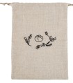 Lniany worek na pieczywo z haftem i bawełnianą podszewką - Bułeczka folk - 33x45 cm