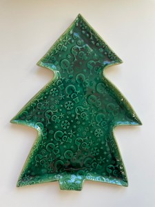 Podstawka ceramiczna "Świąteczna choinka" - ręcznie wykonana 