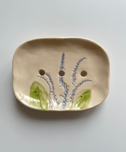 Mydelniczka ceramiczna "Lniana łąka" - ręcznie wykonana