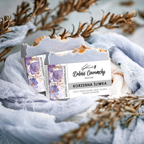 Mydło uniwersalne "Korzenna śliwka", naturalne, delikatne i kremowe 90 g - Dolina Czeremchy